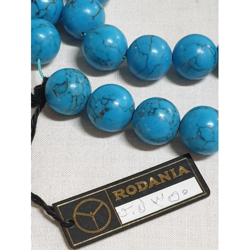 299 - Turquoise (Believed to be Natural Stone) Worry Beads / Kompoloi (Gumush Prayer Beads)