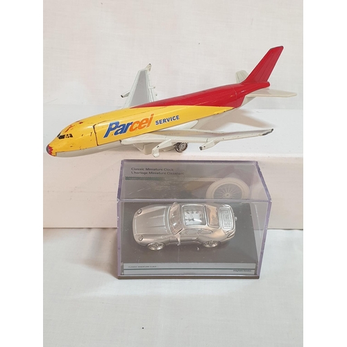 377 - Parcel Service Jet Airliner Die Cast (Made in China) Together with Classic Miniature Cock (Boxed, Un... 