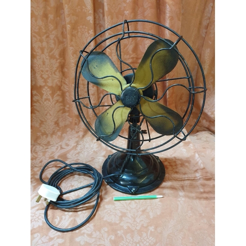 379 - B&Y British Beanwy Vintage Electric Heavy Metal and Brass  Fan (Un-Tested, Approx. H:43cm x Ø33cm)