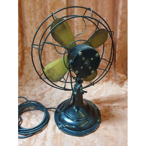 379 - B&Y British Beanwy Vintage Electric Heavy Metal and Brass  Fan (Un-Tested, Approx. H:43cm x Ø33cm)