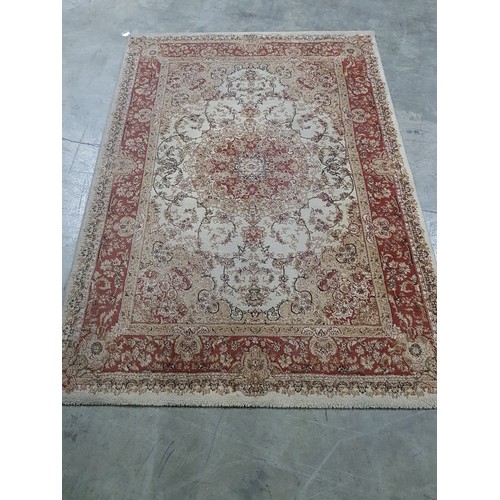 246 - 100% Polyester Carpet with Beige Background and Brown / Red Patterning (240 x 170cm)