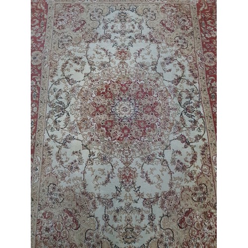 246 - 100% Polyester Carpet with Beige Background and Brown / Red Patterning (240 x 170cm)