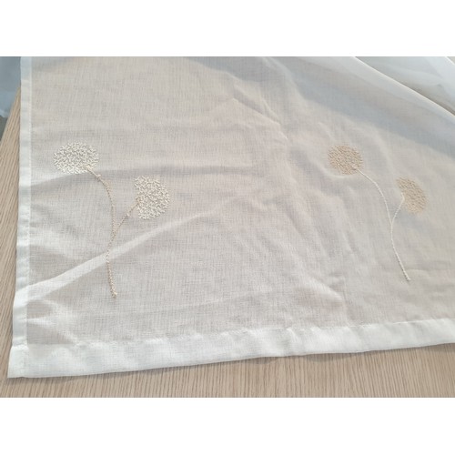 250 - 2 x Off-White Curtains / Nets in Fine Fabric with Delicate Floral Pattern Together with 2 x Cream Co... 