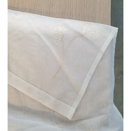 250 - 2 x Off-White Curtains / Nets in Fine Fabric with Delicate Floral Pattern Together with 2 x Cream Co... 