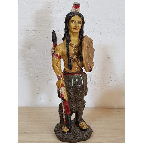 260 - Native American Indian Warrior Statue / Dagger Holder (Statue H34cm x Dagger H:25cm)