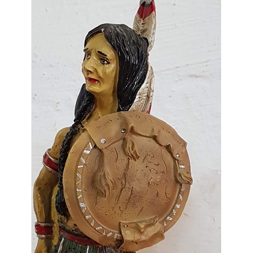 260 - Native American Indian Warrior Statue / Dagger Holder (Statue H34cm x Dagger H:25cm)