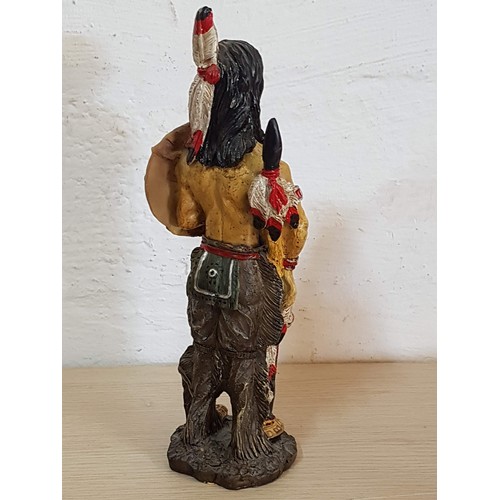 260 - Native American Indian Warrior Statue / Dagger Holder (Statue H34cm x Dagger H:25cm)