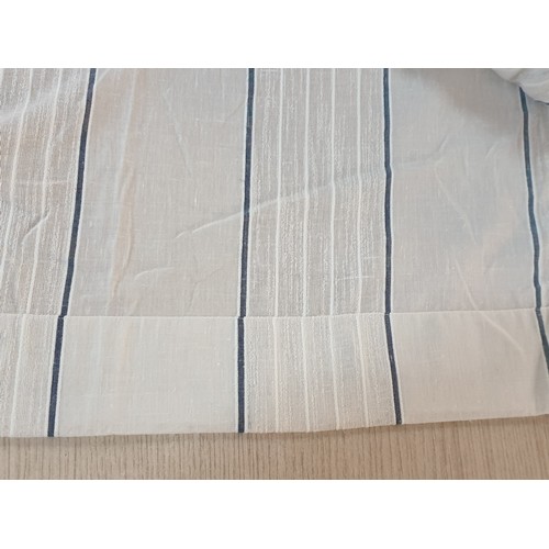 312 - 4 x Off-White Fine Fabric Curtain with Blue and White Stripes by 