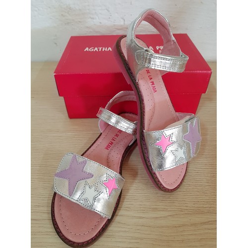 325 - Agathe Ruiz De La Prada Glitter Sandals (Silver Synth / Leather), (Size EU32/UK13/US1-1.5/MX21)