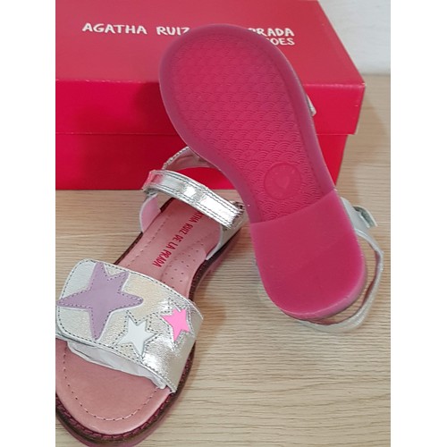 325 - Agathe Ruiz De La Prada Glitter Sandals (Silver Synth / Leather), (Size EU32/UK13/US1-1.5/MX21)