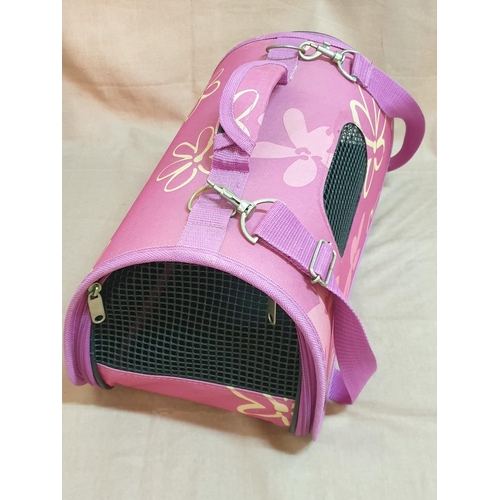 457 - Pet Collection; Pink Floral Pattern Carrying Basket (Cats / Small Dogs/36 x 21 x 20cm) Together with... 