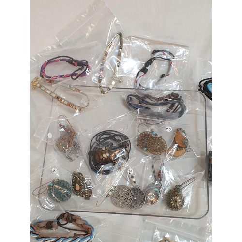 445 - Collection of Assorted Boho Jewellery inc; 10 x Earrings, 10 x Pendants of Rope and 10 x Bracelets (... 