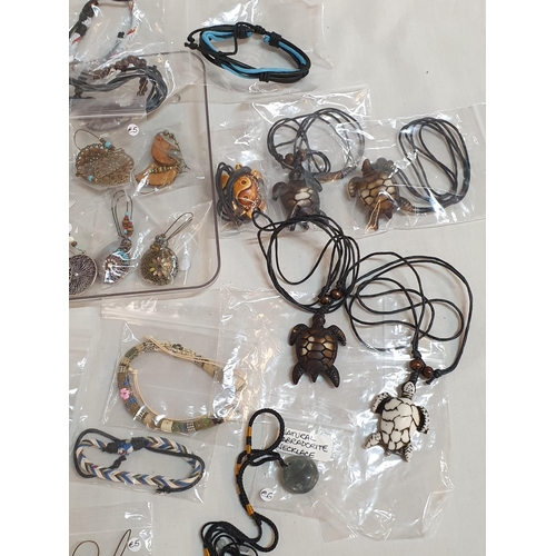 445 - Collection of Assorted Boho Jewellery inc; 10 x Earrings, 10 x Pendants of Rope and 10 x Bracelets (... 