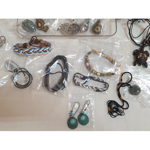 445 - Collection of Assorted Boho Jewellery inc; 10 x Earrings, 10 x Pendants of Rope and 10 x Bracelets (... 