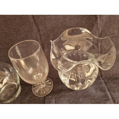 440 - 3 x Attractive / Shapley Glass Vases; (Approx. H: 24cm Max), (3)