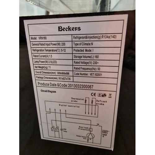 197 - 'Beckers' Refrigerated Table Top Display / Showcase  (Model: VRN160), with Curved Glass Frontage, 2-... 