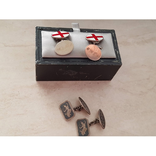 411 - 2 x Pair of Silver Cufflinks; 