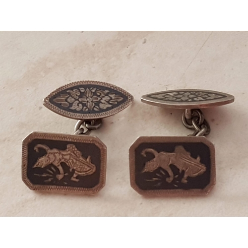 411 - 2 x Pair of Silver Cufflinks; 