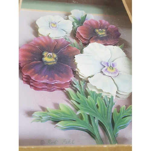 401 - 2 x Shadow Box Frames with 3D Flowers (16 x 18.5cm and 21 x 26cm)