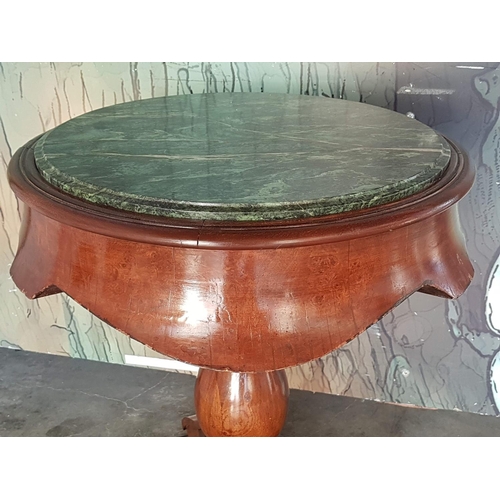 398 - Vintage Victorian Style Occasional Round Marble Top Table on Carved Solid Wood Tripod Base (Ø:53cm x... 