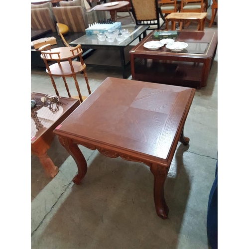 393 - Solid Wood Colonial Style Square Occasional Table with Carving Cabrio Legs (70 x 70 x 56cm)