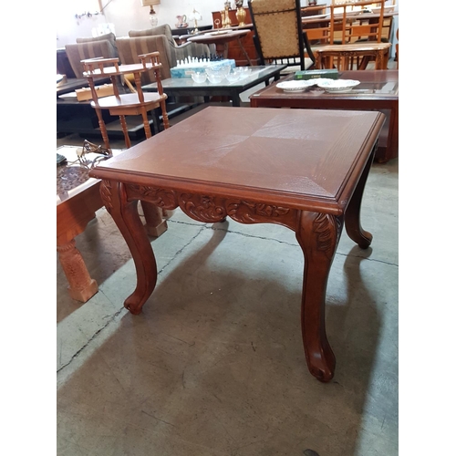 393 - Solid Wood Colonial Style Square Occasional Table with Carving Cabrio Legs (70 x 70 x 56cm)