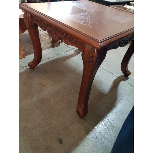 393 - Solid Wood Colonial Style Square Occasional Table with Carving Cabrio Legs (70 x 70 x 56cm)