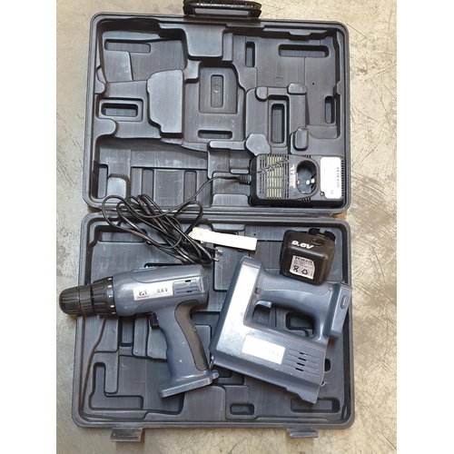 394 - Combie Set of Peugeot 9.6V Cordless Drill (RD919) and Cordless Electric Stapler (RT50189E) in Hardca... 