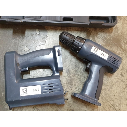 394 - Combie Set of Peugeot 9.6V Cordless Drill (RD919) and Cordless Electric Stapler (RT50189E) in Hardca... 