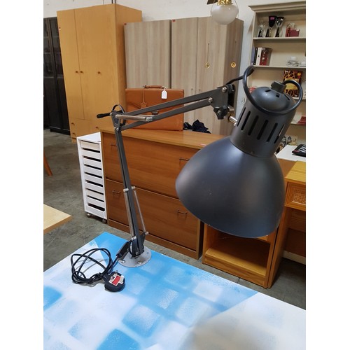 395 - Blue and White Painted Desk with Attachable Swivel Lamp (Black) 60 x 100 x 74cm)