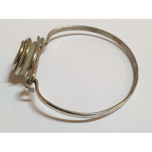 713 - Modern Silver (?) Jewellery Set; Bangle Bracelet (Ø6.5m) Together with Large Matt Crystal (Ø6.5cm) T... 
