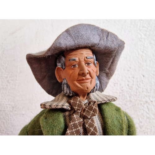 273 - Folk Art Style Terracotta Figurine of Farmer with Felt Clothing, Made in Monaco