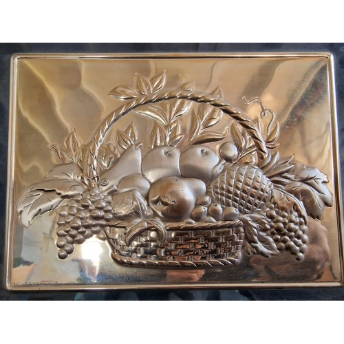 44 - Silver Relief of Fruit Bowl on Freestanding Glass Stand