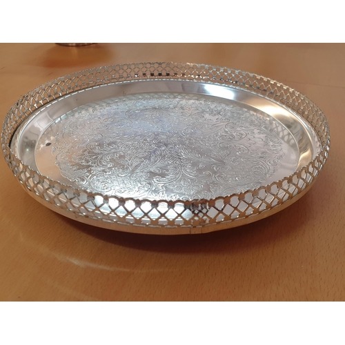 333 - Assorted Collection of Silver Plated Vintage Style Tableware (Trays, Candle Holders, Tall Rose Bowl,... 