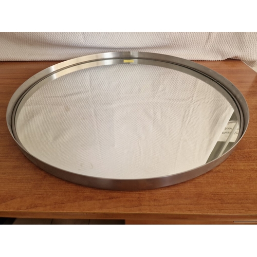 347 - Round Wall Mirror with White Metal Surround, IKEA Grundtal, (Approx. Ø: 56cm)