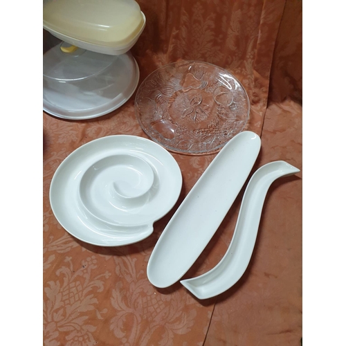 356 - Assorted Kitchen Items; Quantity of Baking Moulds, Snack Dishes, Retro Hand Mixer Cake Holder, Large... 