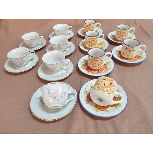 479 - 2 x Coffee Sets; Porcelain Floral Pattern (Germany 6+6) And Ceramic Floral Pattern (