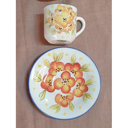 479 - 2 x Coffee Sets; Porcelain Floral Pattern (Germany 6+6) And Ceramic Floral Pattern (