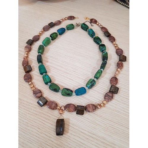 522 - Handmade Stylish Necklaces with Natural Stones (L:52cm & L:70cm), (2)