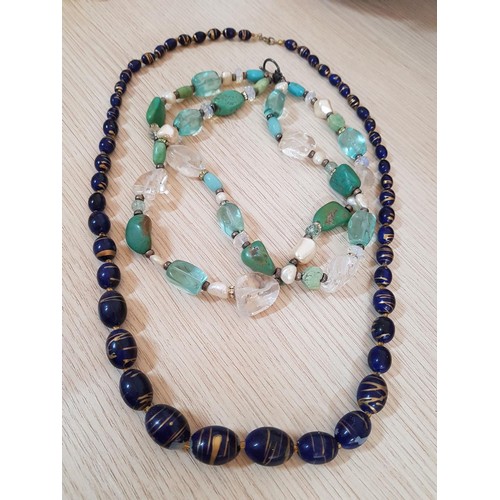 527 - Hand Made Necklaces with Natural Stones and Crystal / Plastic (L:63cm, L:43cm & L:55cm)