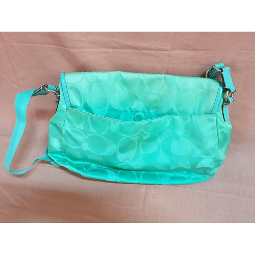 528 - Coach Turquoise / Green Shoulder Bag (No 1492-D77490) Together with 