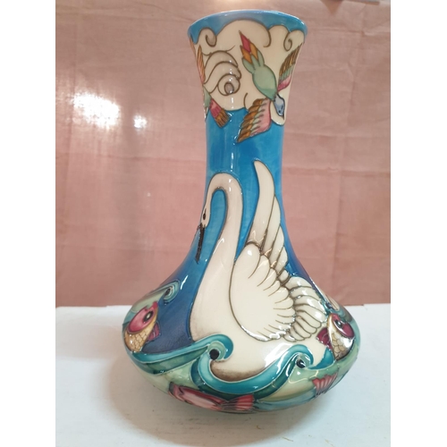 553 - Rare Moorcroft Odyssey Swans Vase Limited Edition NR 167 of 500 Designer; Beverly Wilkes C. 200 (App... 