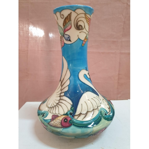 553 - Rare Moorcroft Odyssey Swans Vase Limited Edition NR 167 of 500 Designer; Beverly Wilkes C. 200 (App... 