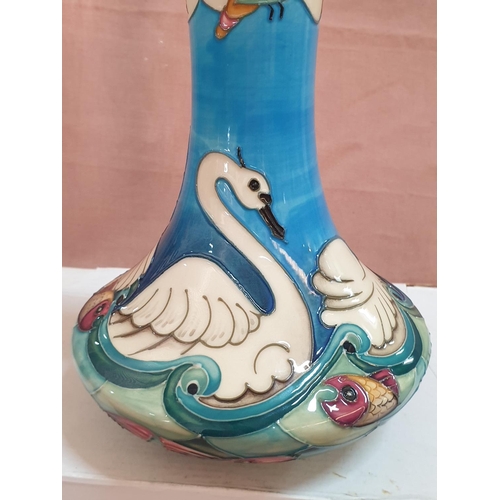 553 - Rare Moorcroft Odyssey Swans Vase Limited Edition NR 167 of 500 Designer; Beverly Wilkes C. 200 (App... 