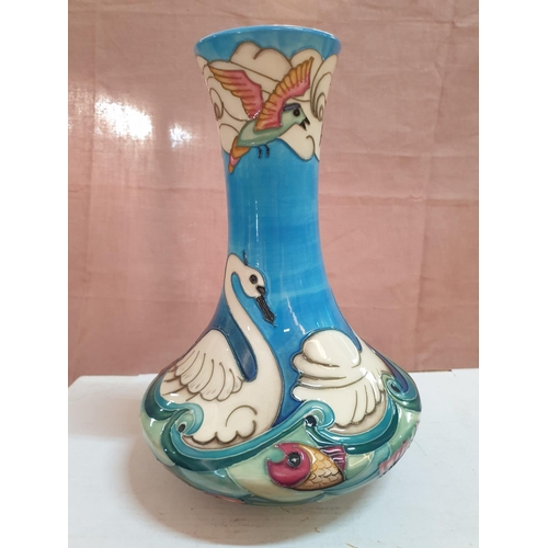 553 - Rare Moorcroft Odyssey Swans Vase Limited Edition NR 167 of 500 Designer; Beverly Wilkes C. 200 (App... 