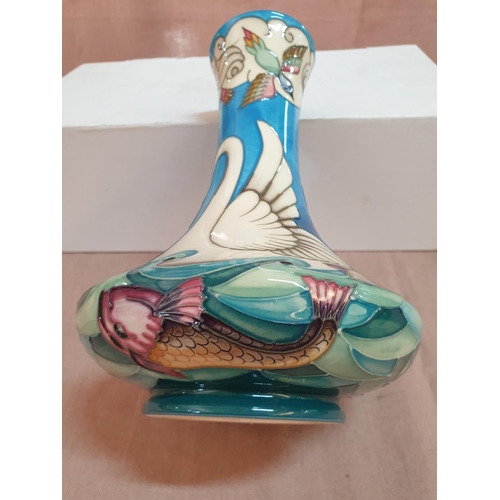 553 - Rare Moorcroft Odyssey Swans Vase Limited Edition NR 167 of 500 Designer; Beverly Wilkes C. 200 (App... 