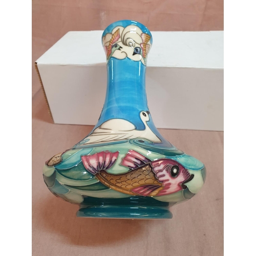 553 - Rare Moorcroft Odyssey Swans Vase Limited Edition NR 167 of 500 Designer; Beverly Wilkes C. 200 (App... 