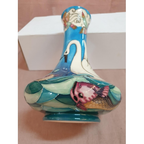 553 - Rare Moorcroft Odyssey Swans Vase Limited Edition NR 167 of 500 Designer; Beverly Wilkes C. 200 (App... 