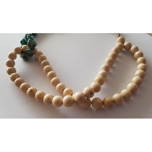 555 - Natural Stone Boohoo Style Necklace (L:44.5cm)