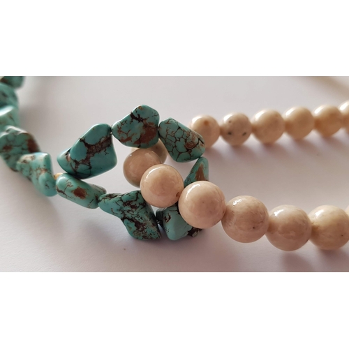 555 - Natural Stone Boohoo Style Necklace (L:44.5cm)